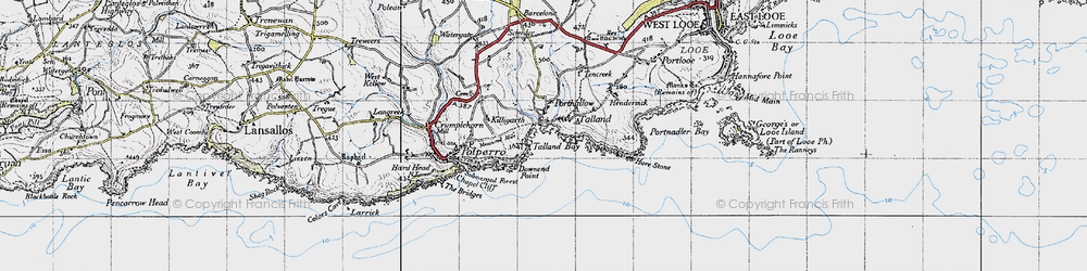 Old map of Talland Bay in 1946
