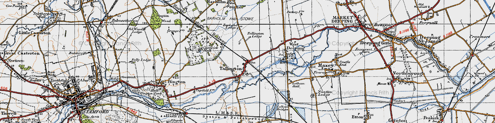 Old map of Tallington in 1946