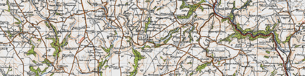 Old map of Afon-fach-Pontgarreg in 1946