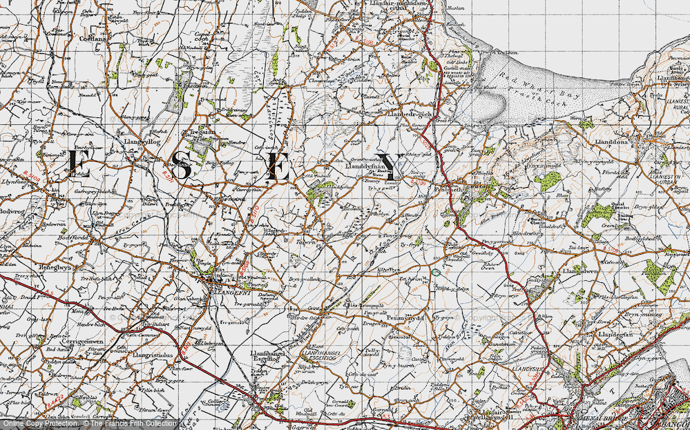 Old Map of Historic Map covering Gwenfro Uchaf in 1947