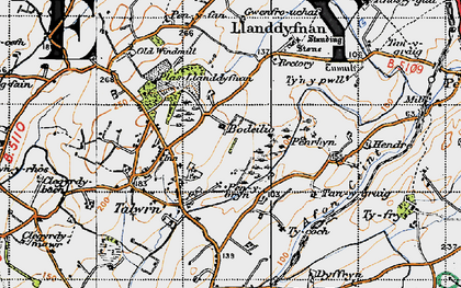 Old map of Gwenfro Uchaf in 1947