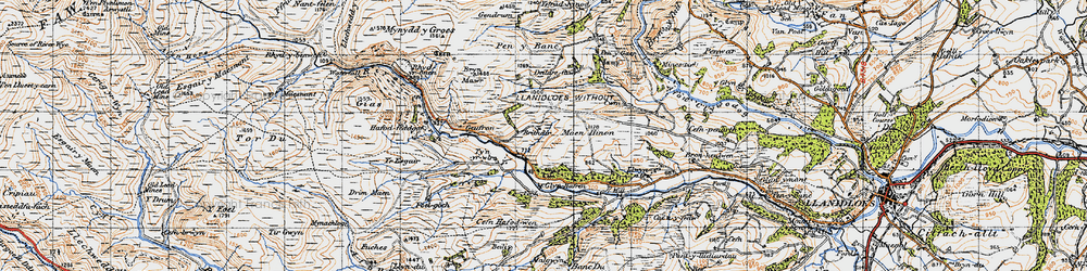 Old map of Bryn Deildre in 1947