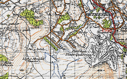 Old map of Afon Marchlyn-mawr in 1947