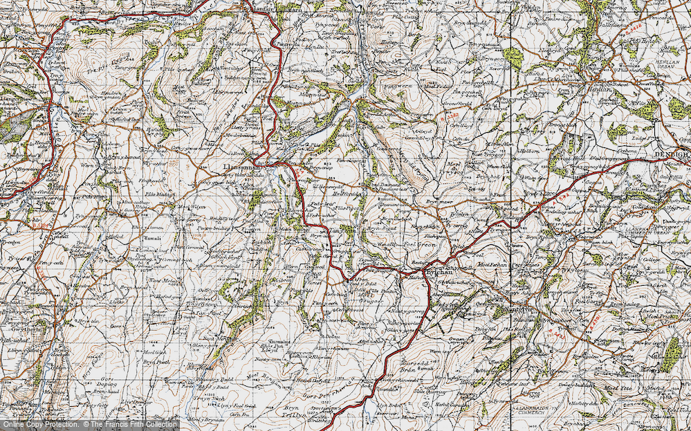 Old Map of Historic Map covering Bryn Bigad in 1947
