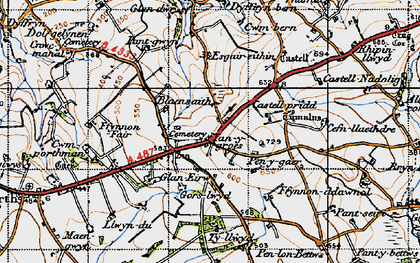 Old map of Tan-y-groes in 1947