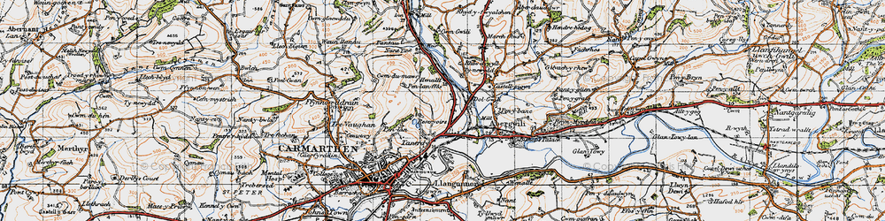 Old map of Tanerdy in 1946