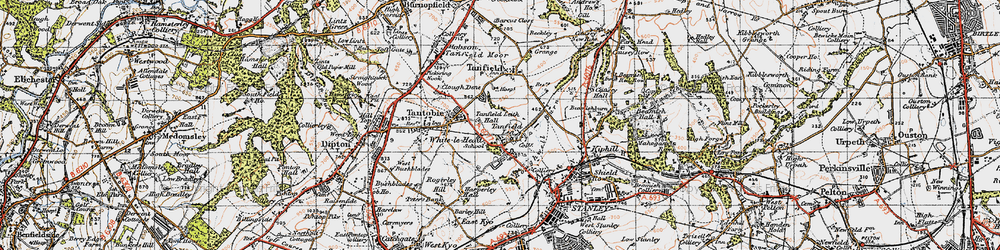 Old map of Tanfield Lea in 1947