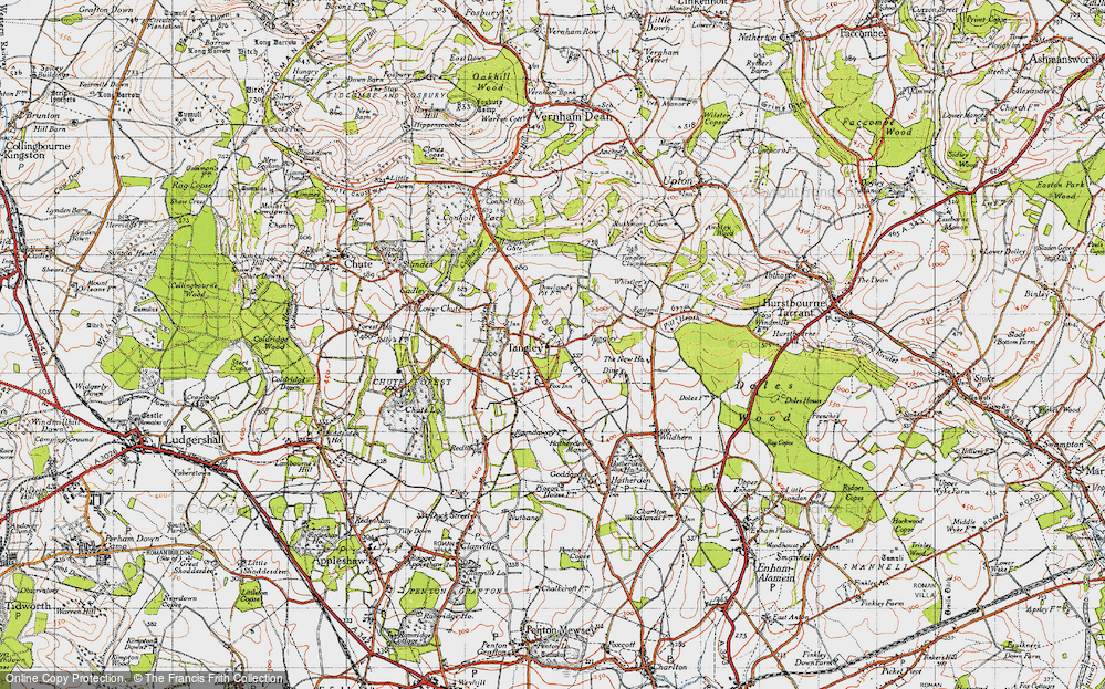 Old Map of Historic Map covering Blagden Ho in 1945