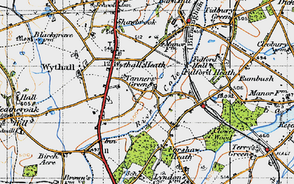 Old map of Tanner's Green in 1947