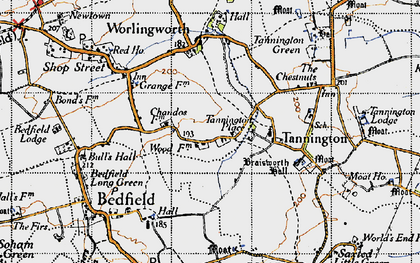 Old map of Tannington Place in 1946