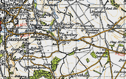 Old map of Tansley in 1947