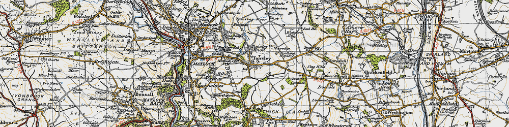 Old map of Tansley in 1947