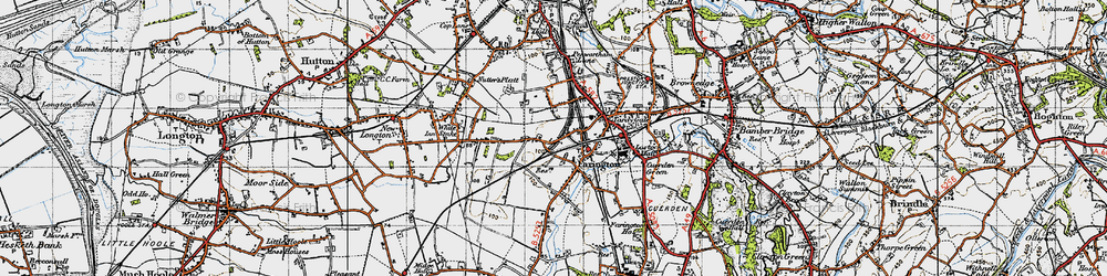 Old map of Tardy Gate in 1947