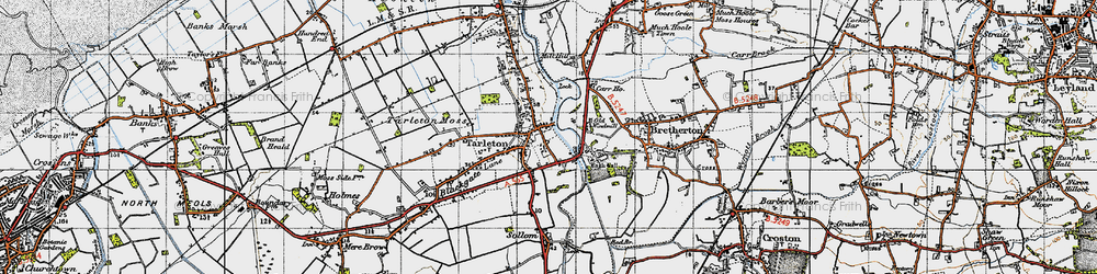 Old map of Tarleton in 1947