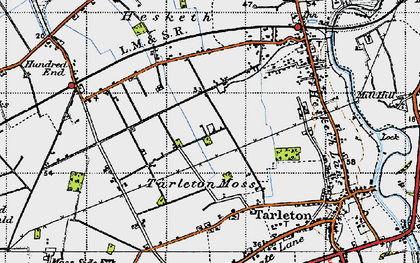 Old map of Tarleton Moss in 1947