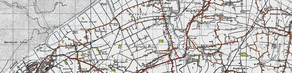 Old map of Tarleton Moss in 1947