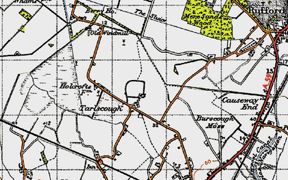Old map of Burscough Moss in 1947