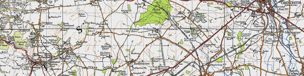 Old map of Tarlton in 1947