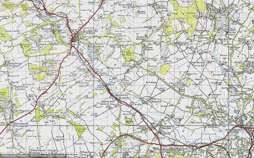 Old Map of Tarrant Crawford, 1940 in 1940