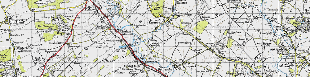 Old map of Tarrant Crawford in 1940