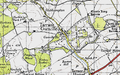 Old map of Tarrant Gunville in 1940