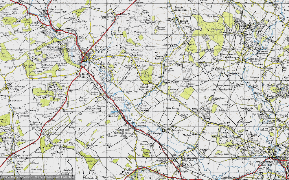 Old Map of Historic Map covering Buzbury Rings in 1940