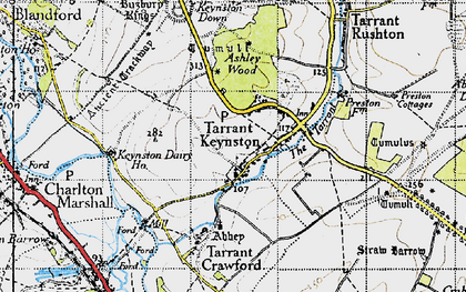 Old map of Tarrant Keyneston in 1940