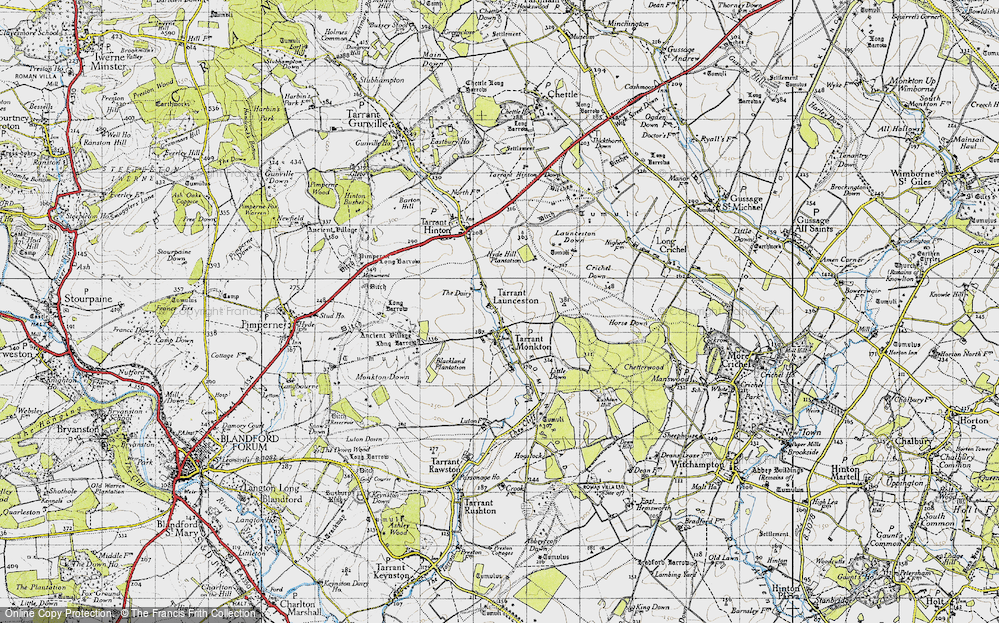 Old Map of Tarrant Launceston, 1940 in 1940