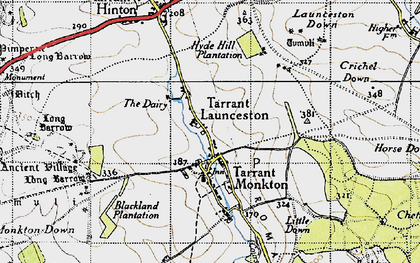 Old map of Launceston Down in 1940