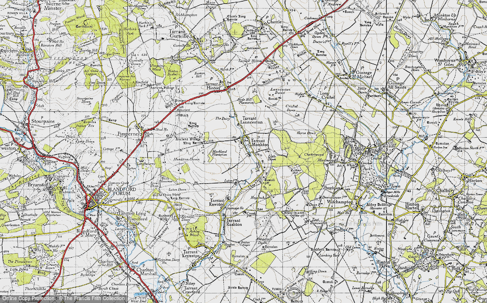 Old Map of Tarrant Monkton, 1940 in 1940