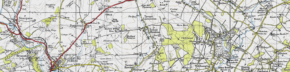 Old map of Blackland Plantation in 1940
