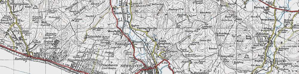 Old map of Tarring Neville in 1940