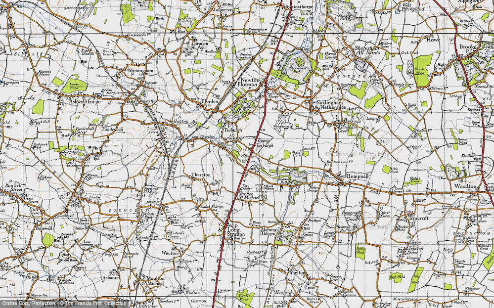 Old Map of Historic Map covering Bunn's Hill in 1946