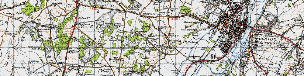 Old map of Tatenhill Common in 1946