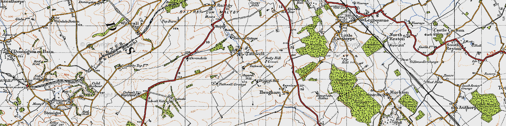 Old map of Tathwell in 1946