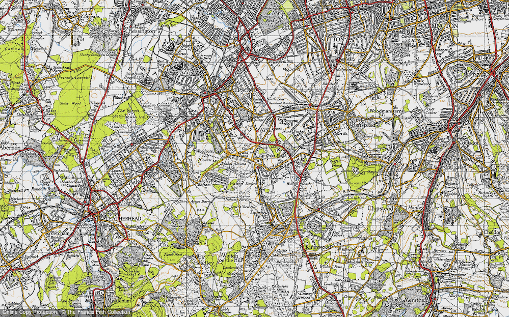Old Map of Tattenham Corner, 1945 in 1945