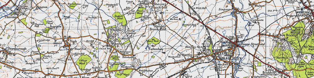 Old map of Tattenhoe in 1946