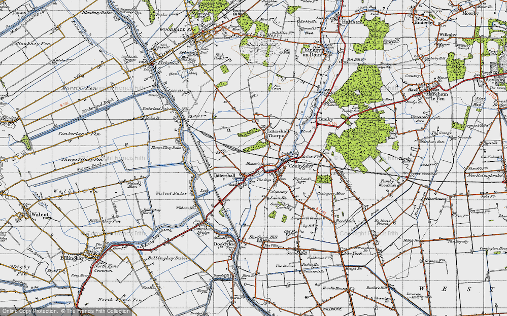 Old Map of Historic Map covering Battle of Britain Memorial Flight in 1946