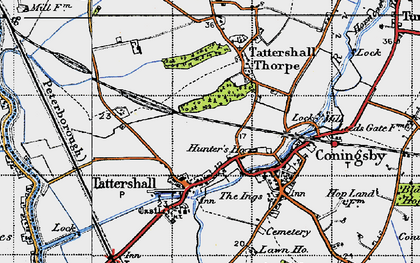 Old map of Tattershall in 1946