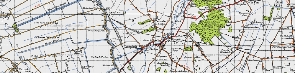 Old map of Tattershall in 1946