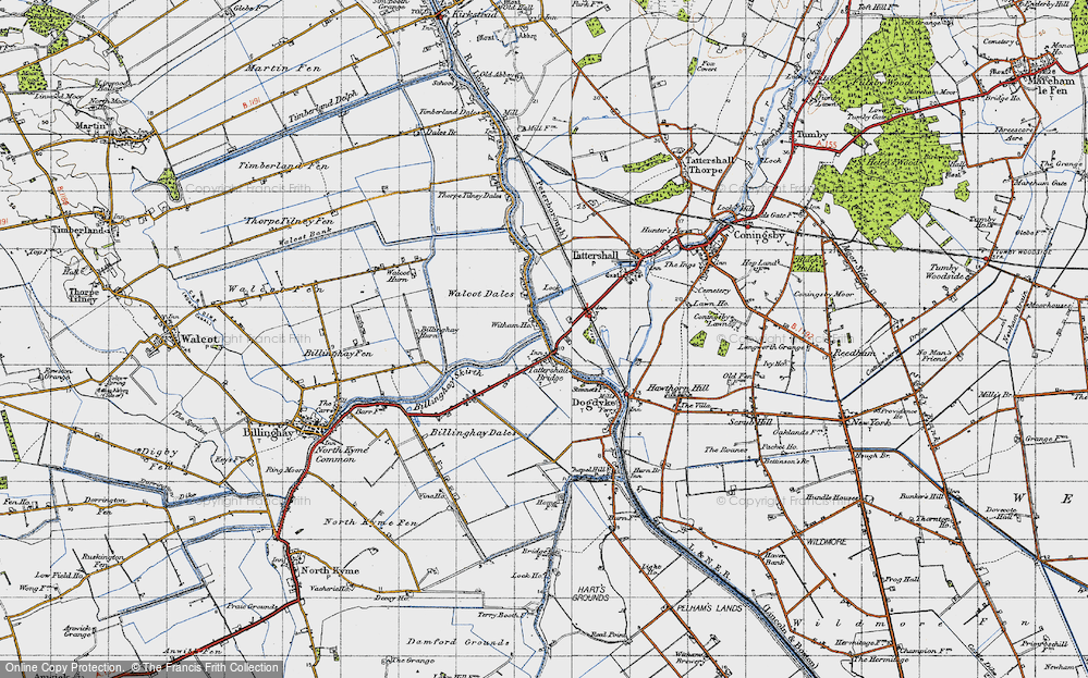 Old Map of Historic Map covering Billinghay Skirth in 1946