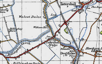 Old map of Thorpe Tilney Dales in 1946