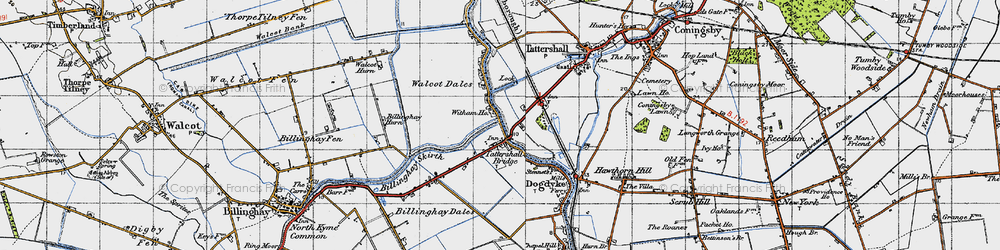 Old map of Billinghay Skirth in 1946