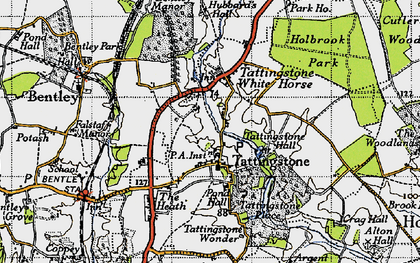 Old map of Tattingstone in 1946