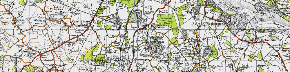 Old map of Tattingstone in 1946