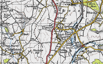 Old map of Tatworth in 1945