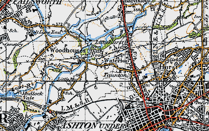 Old map of Taunton in 1947
