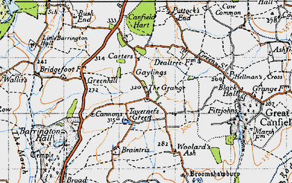 Old map of Taverners Green in 1946