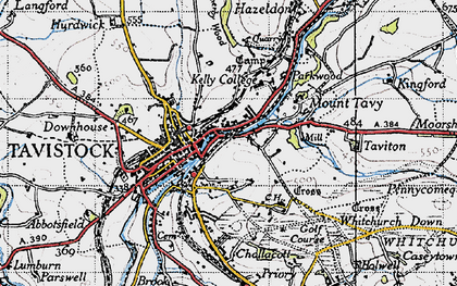 Old map of Tavistock in 1946
