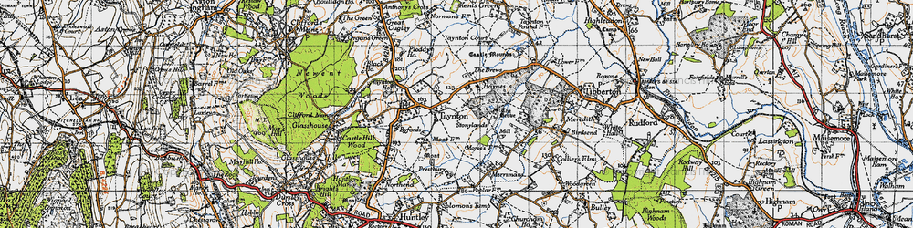 Old map of Taynton in 1947